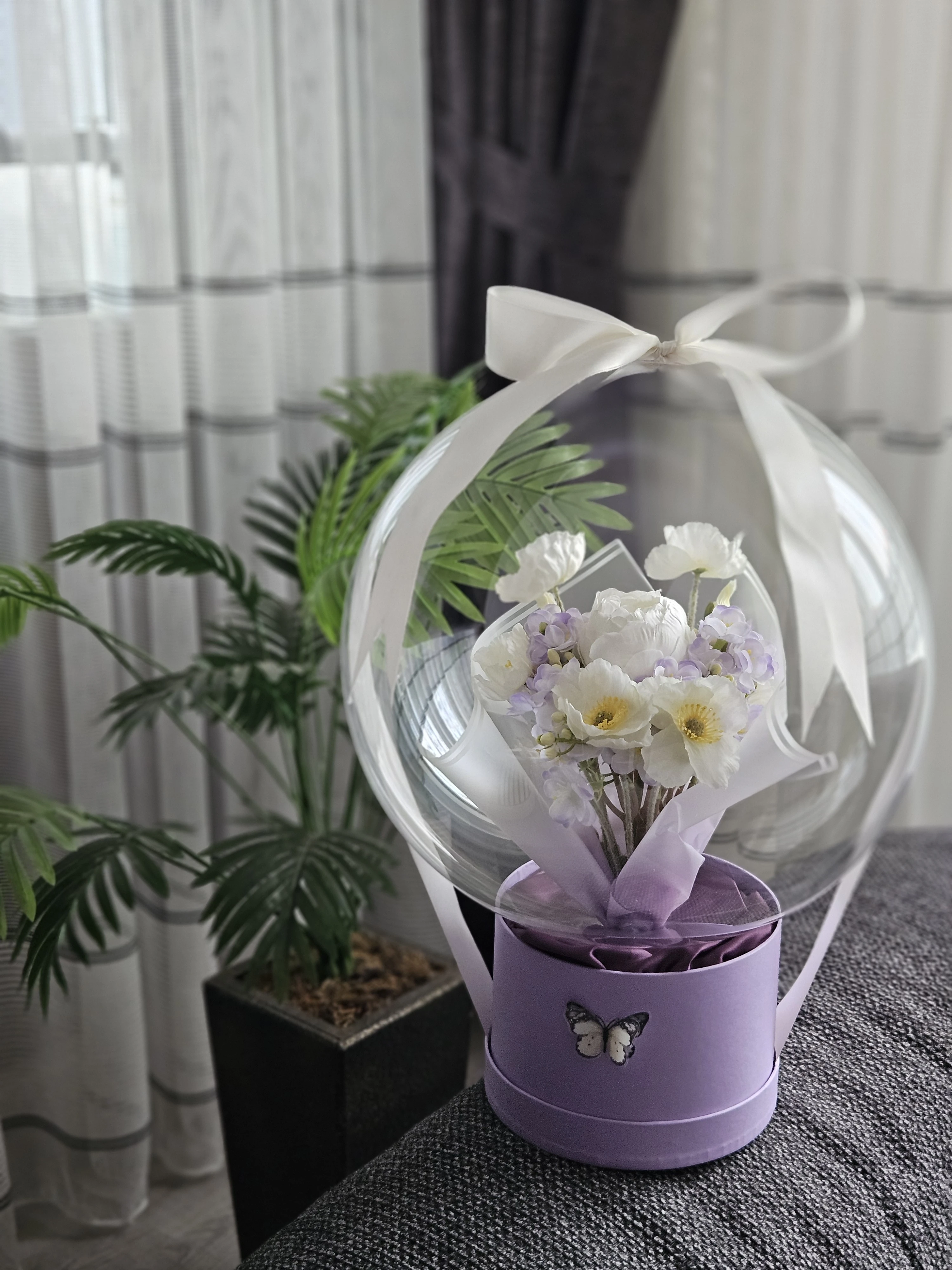 Mor Yasemin Detaylı Buketli Balon