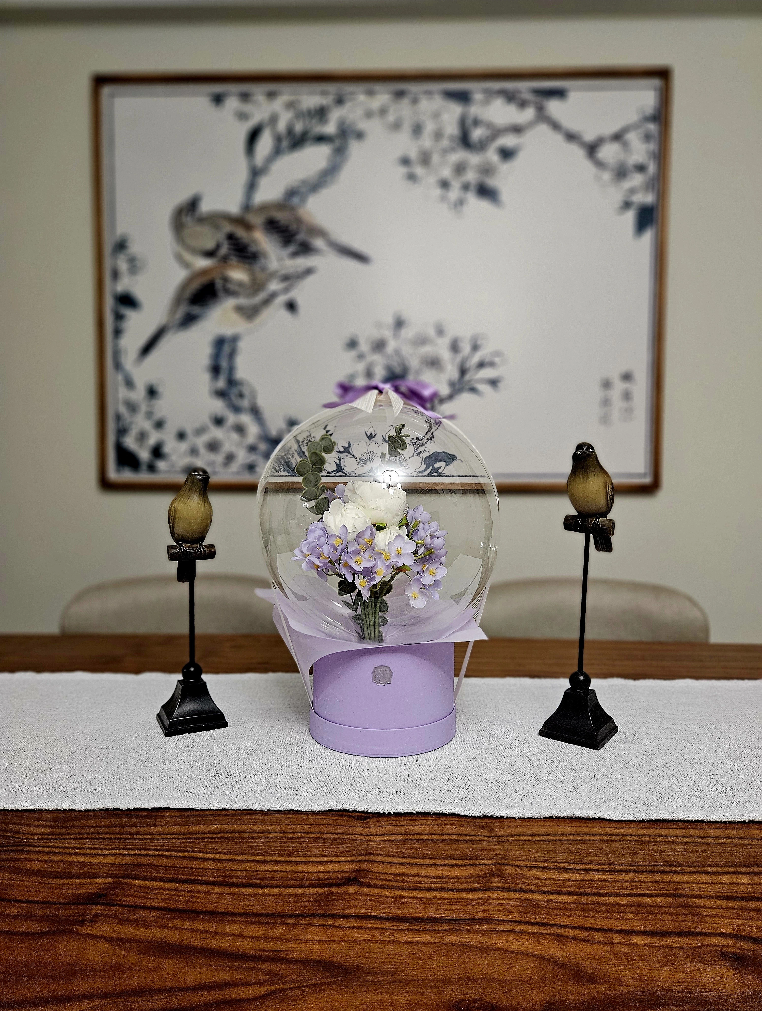 Mor Mine Detaylı Buketli Balon