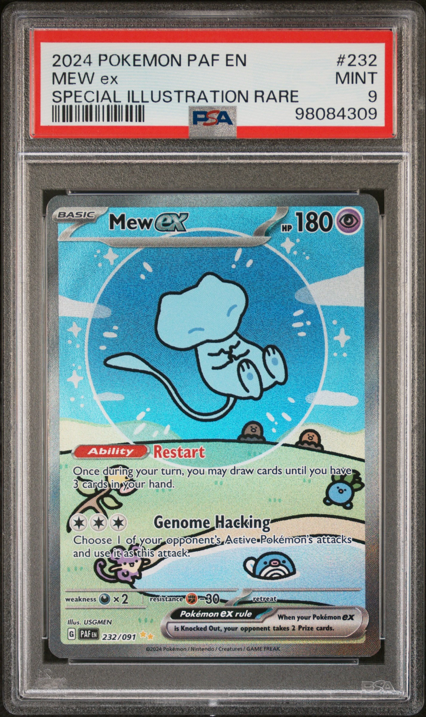 Mew Ex #232 - Paldean Fates - PSA 9 Satın Al - Mew Ex #232 - Paldean