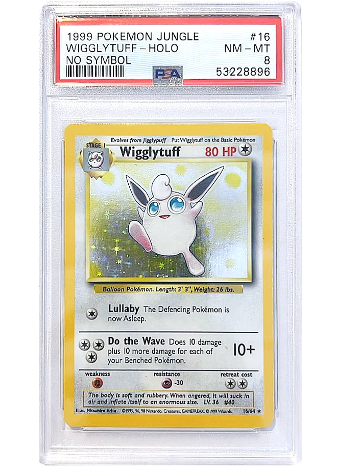 Wigglytuff #16 ERROR (No Symbol) - Jungle - PSA 8