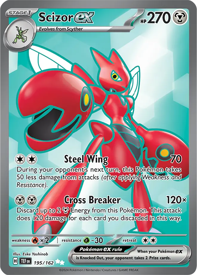 ⟡.·*. Scizor ex 195/162 Full Art Temporal Forces Pokemon Card NM/M Pack