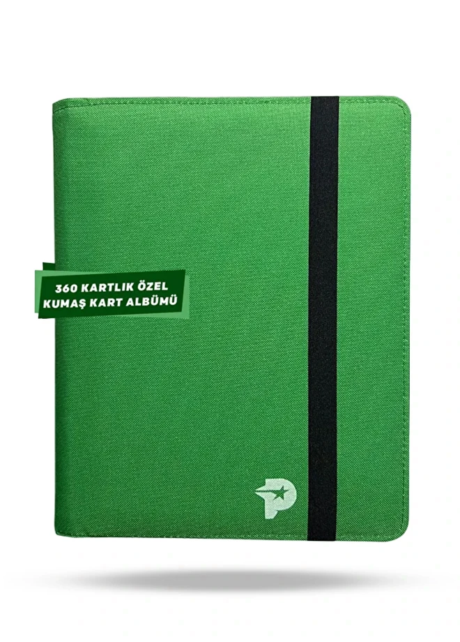 360 Kartlık Koleksiyon Kart Albümü Kumaş Binder - Yeşil