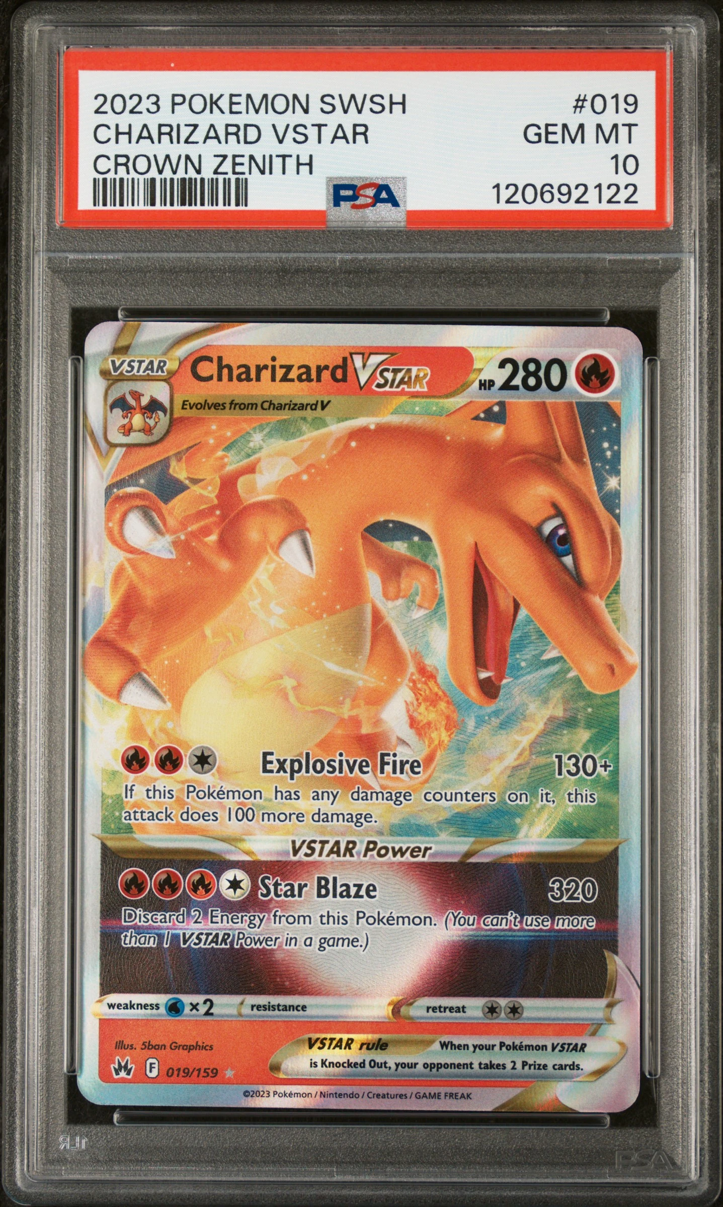 Charizard Vstar #019 - Crown Zenith - PSA 10