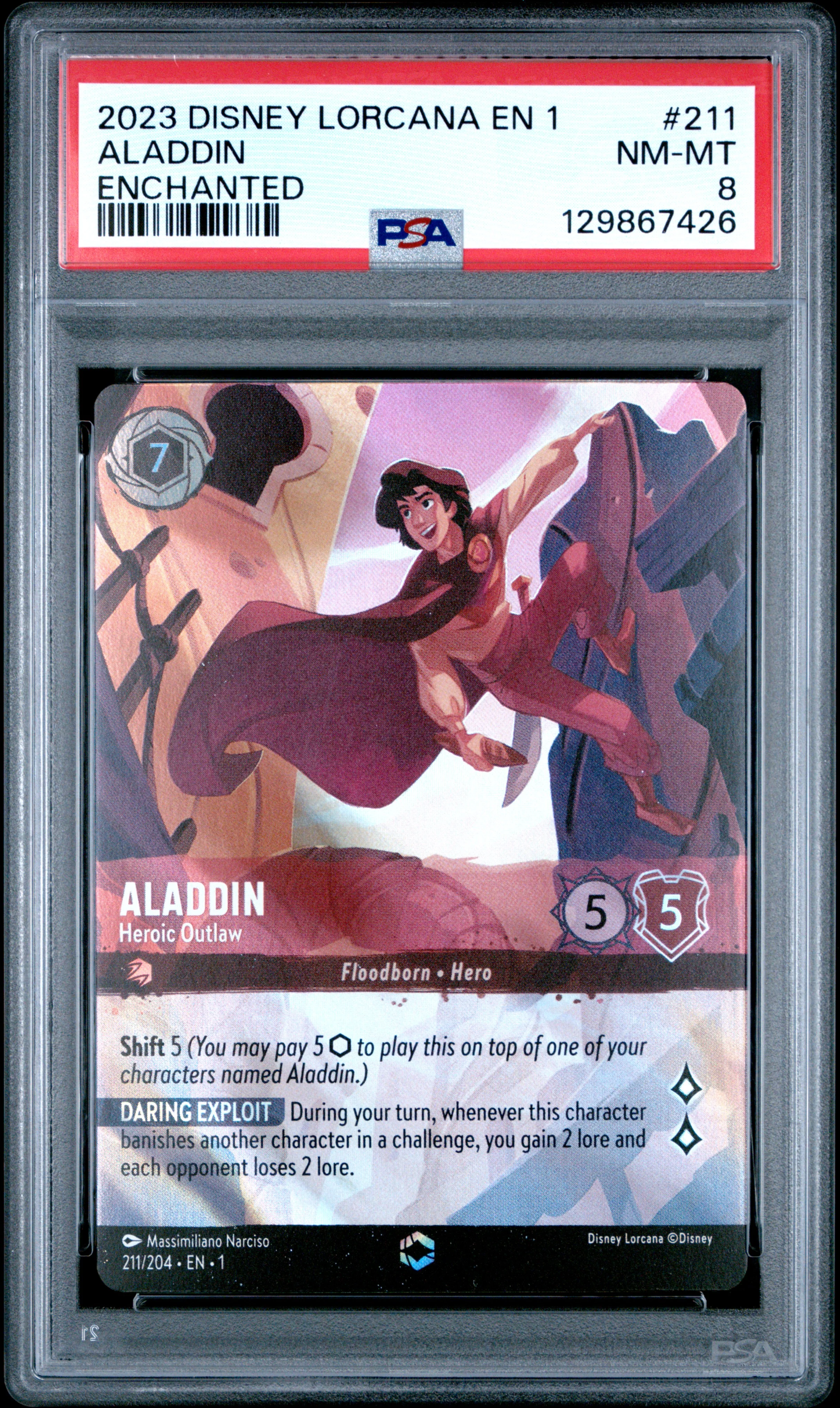 Aladdin #211 - Disney Lorcana Enchanted - PSA 8 Satın Al - Aladdin