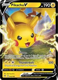 Pikachu V - (#60 Pikachu Stamped) 043/185 - Battle Academy 2022