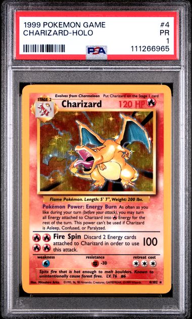 Charizard #4 - Base Set Unlimited - PSA 1