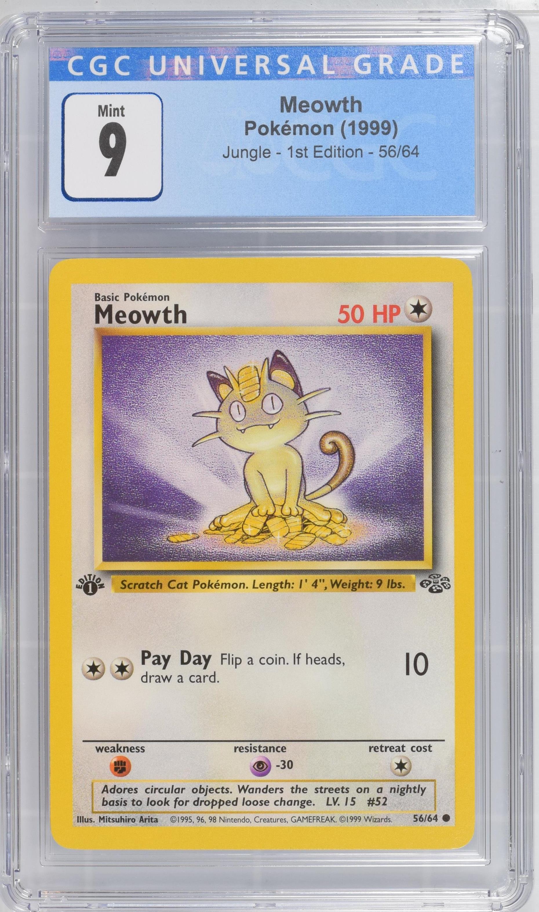 Meowth #56 - Jungle (First Edition) - CGC 9