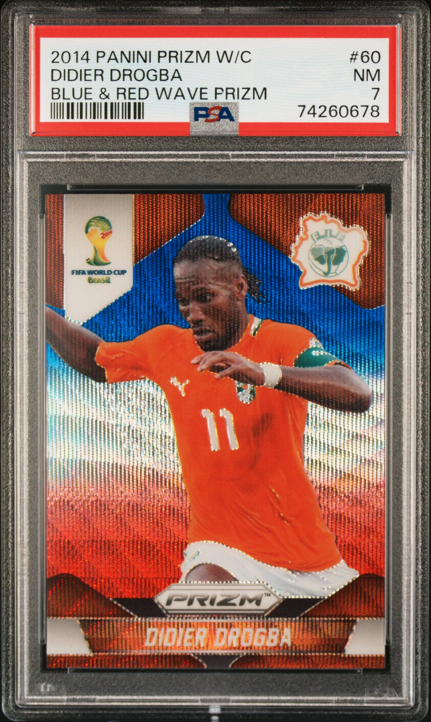 Didier Drogba #60 - Panini Prizm World Cup - Blue & Red Wave Prizm 