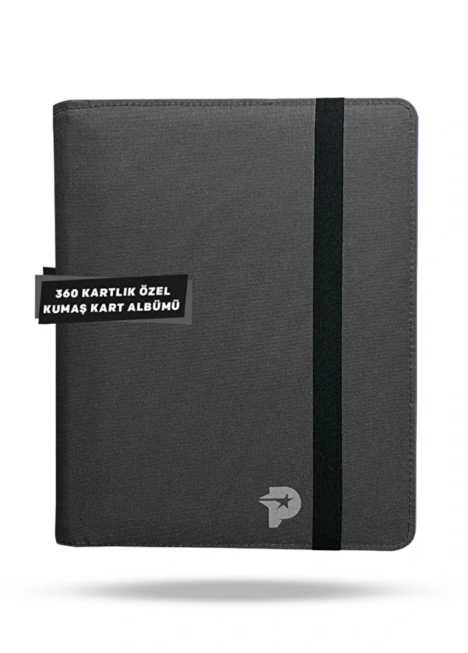 360 Kartlık Koleksiyon Kart Albümü Kumaş Binder - Gri