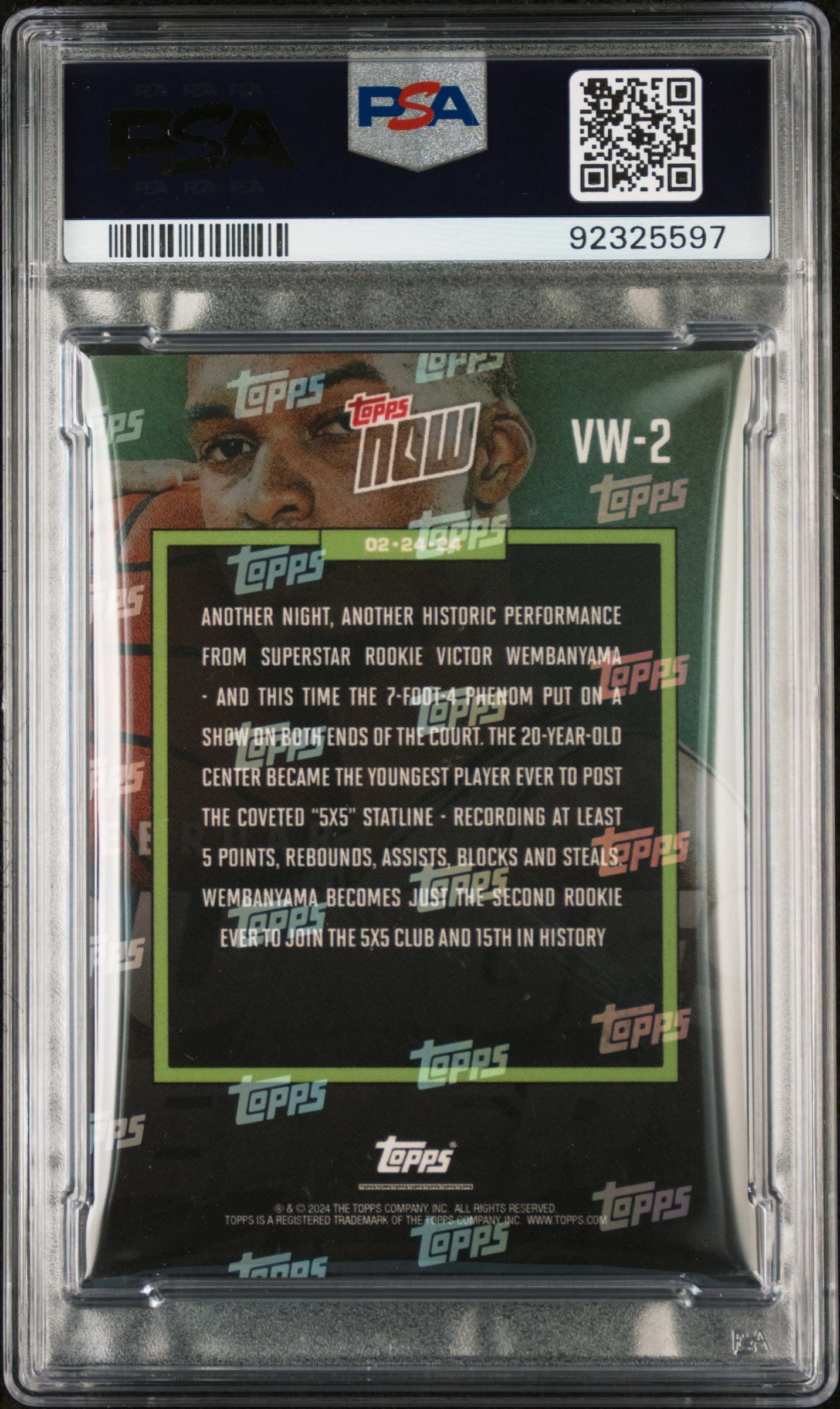 Victor Wembanyama #VW2 - 2023 Topps Now - Rookie RC - PSA 10 Satın 