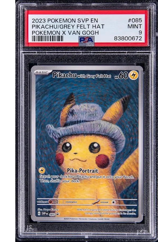 【psa9 】ゴッホピカチュウ プロモ Pikachu Felt Grey Pikachu with Grey Felt Hat Promo - PSA 9 Satın Al - Pikachu with
