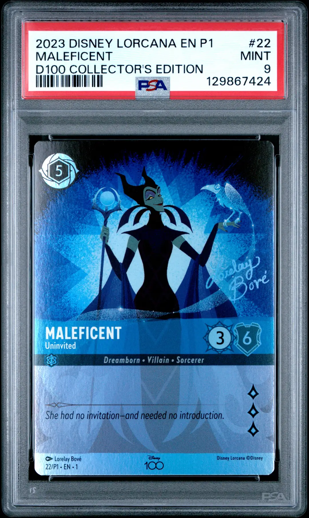 Maleficent #22 - Disney Lorcana D100 Collector's Edition - PSA 9