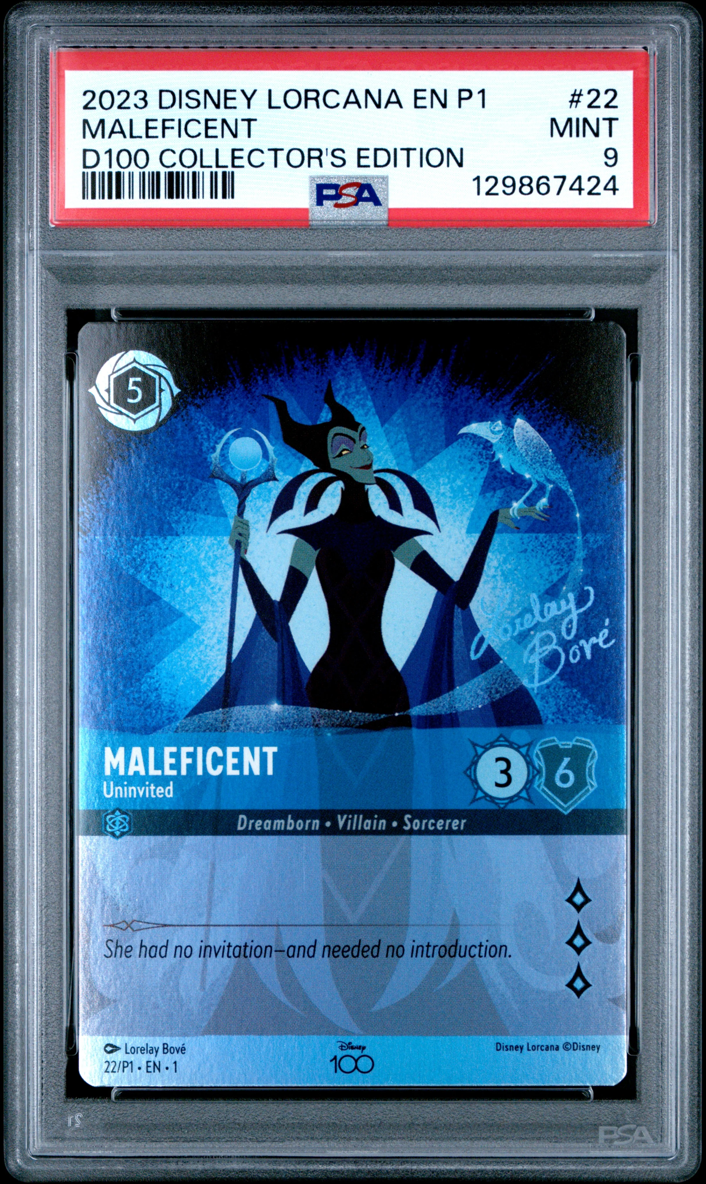 Maleficent #22 - Disney Lorcana D100 Collector's Edition - PSA 9