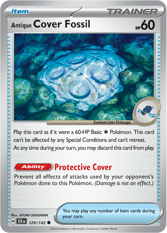 Antique Cover Fossil 129/142 - Reverse Holo