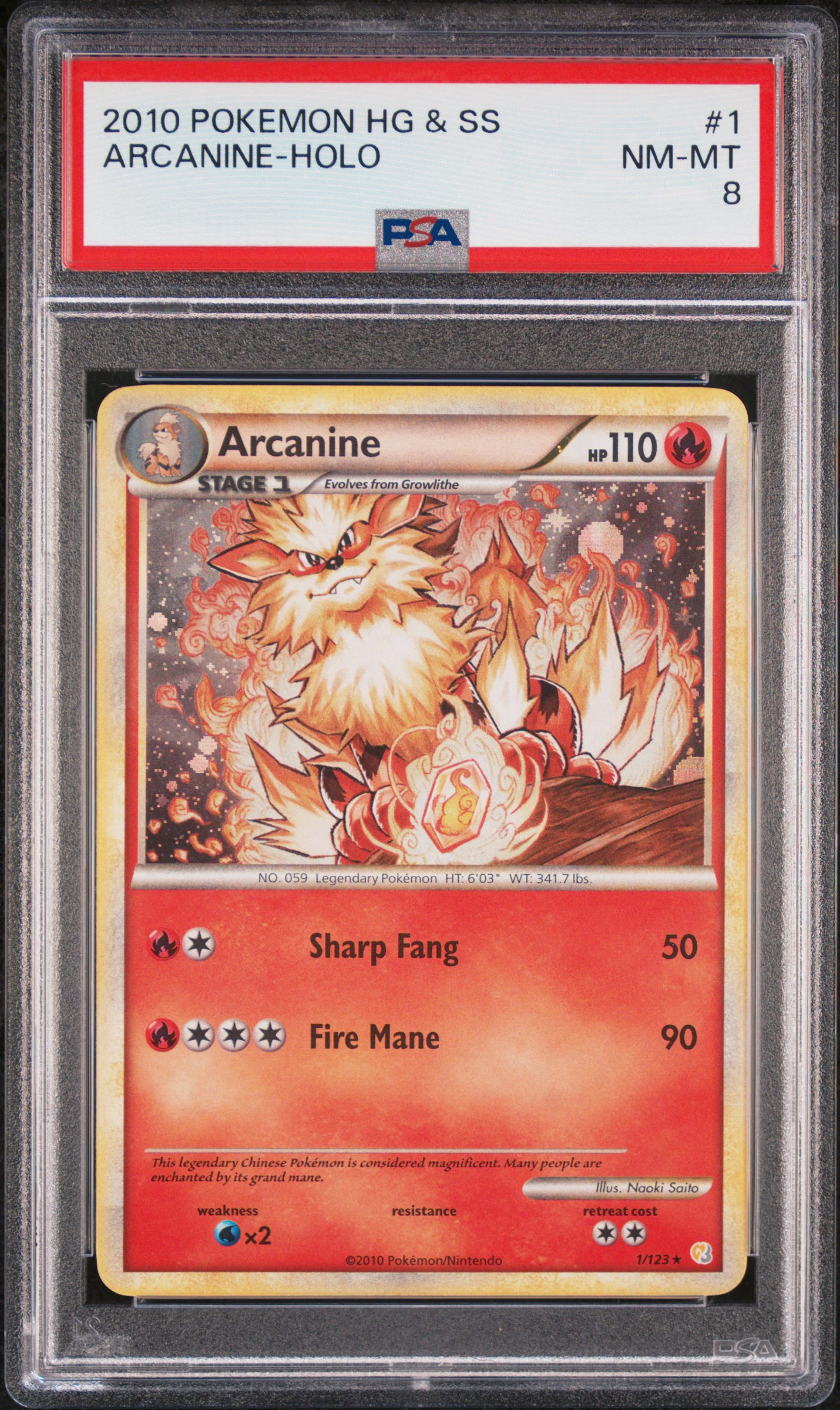 Arcanine Holo #1 - Heart Gold & Sould Silver - PSA 8