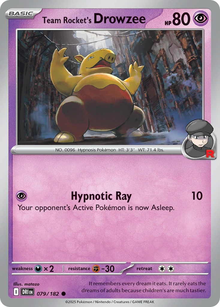 Team Rocket's Drowzee 079/182   - Reverse Holo