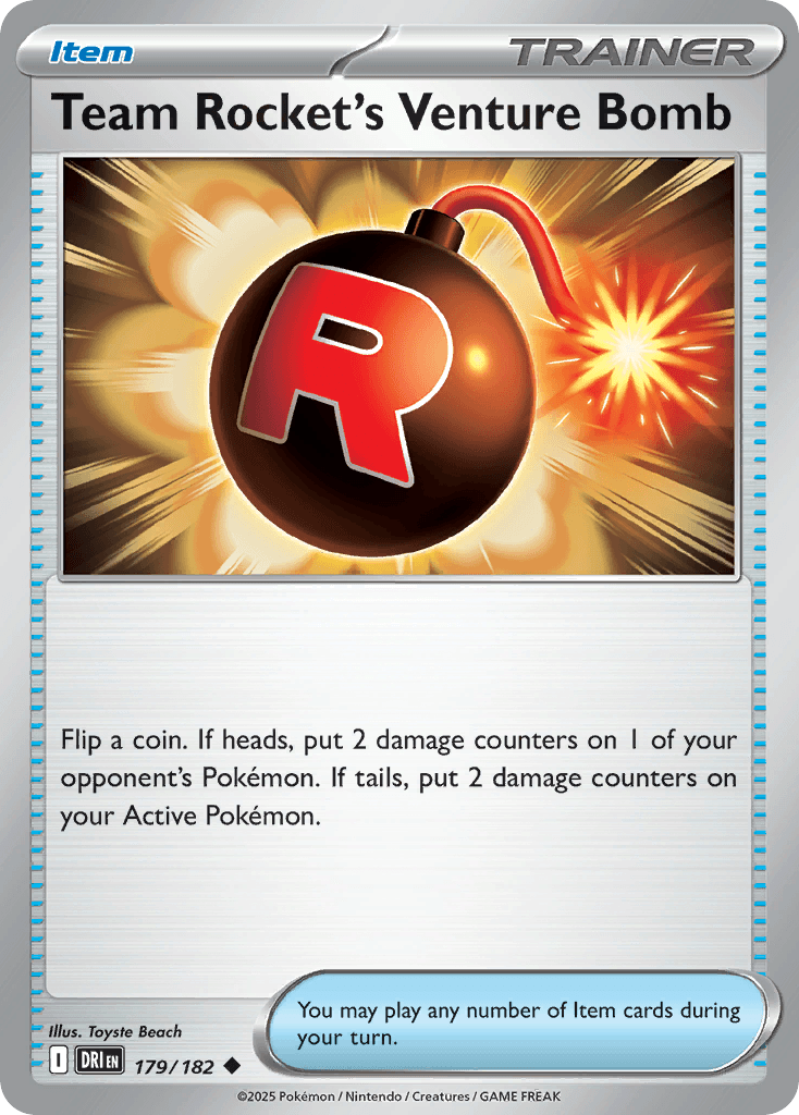 Team Rocket's Venture Bomb 179/182   - Reverse Holo