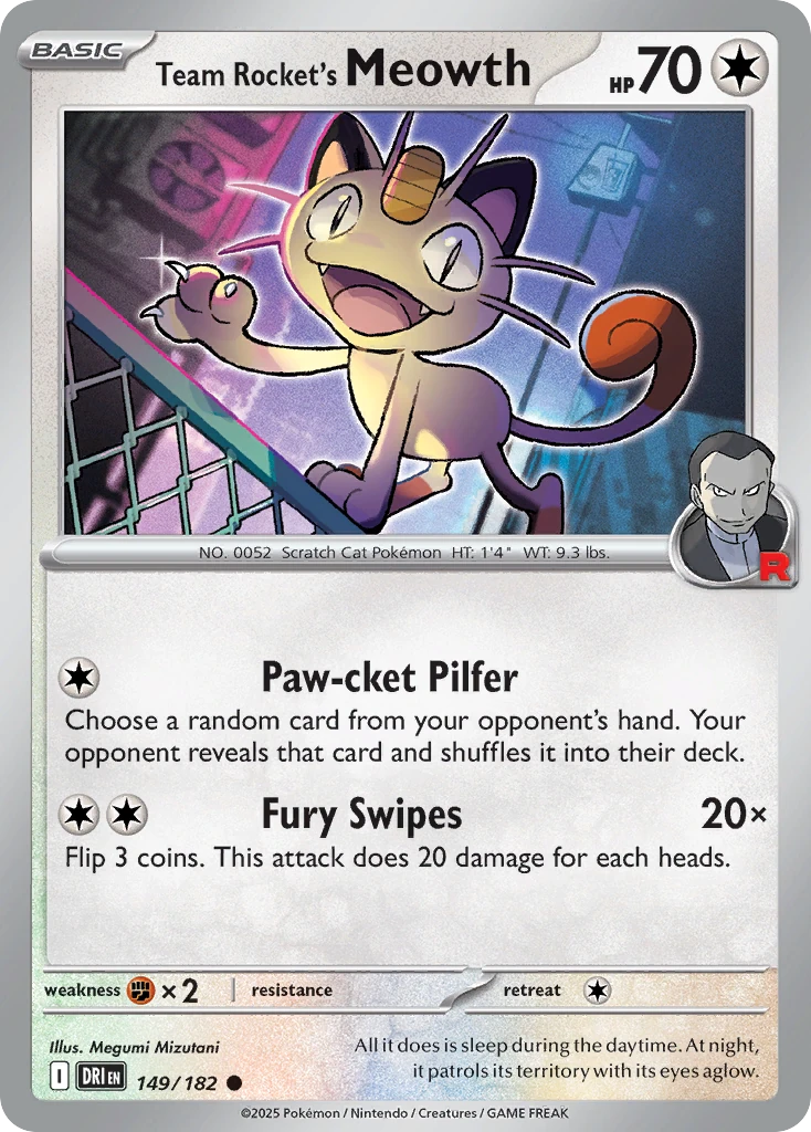 Team Rocket's Meowth 149/182   - Reverse Holo