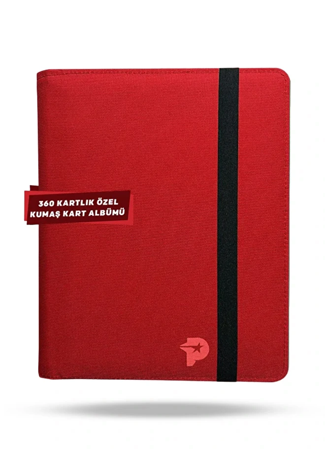 360 Kartlık Koleksiyon Kart Albümü Kumaş Binder - Kırmızı