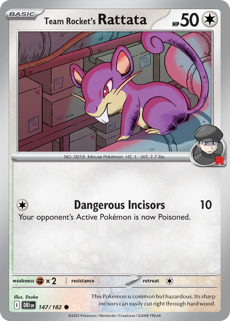Team Rocket's Rattata 147/182   - Reverse Holo