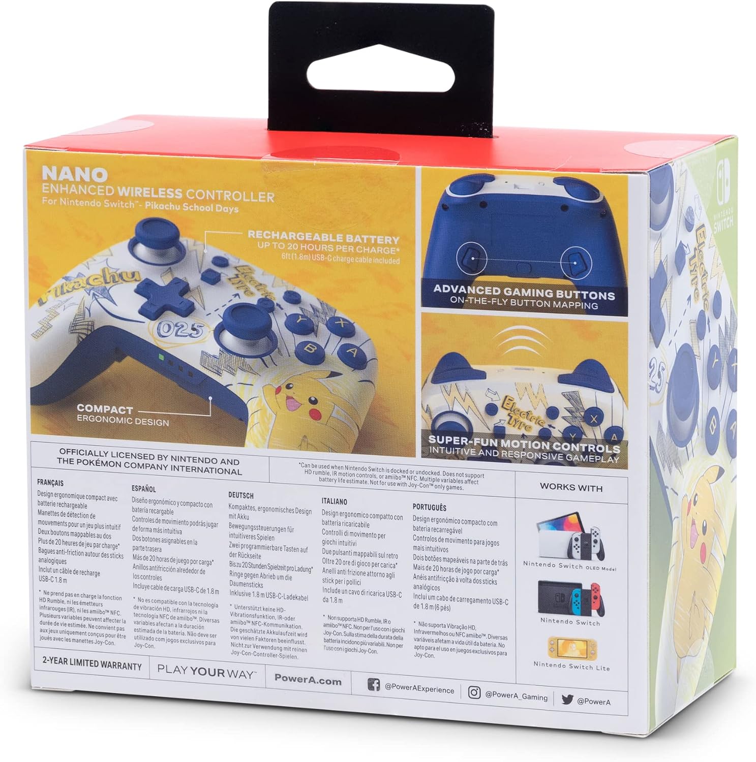 Nano Enhanced Wireless Controller For Nintendo Switch - Pokémon: Pikachu School Days