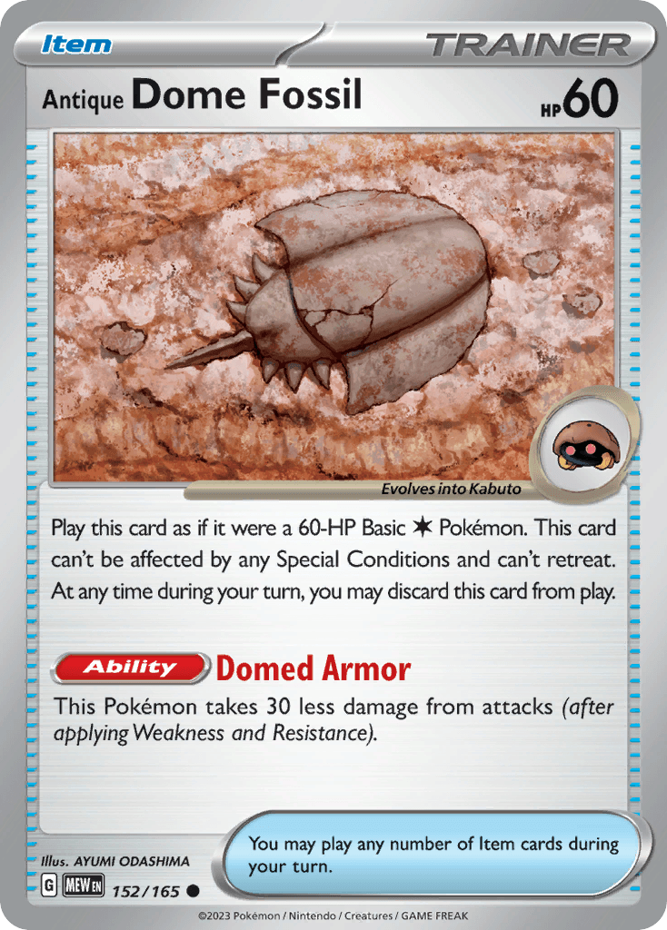 Antique Dome Fossil 152/165 - Reverse Holo