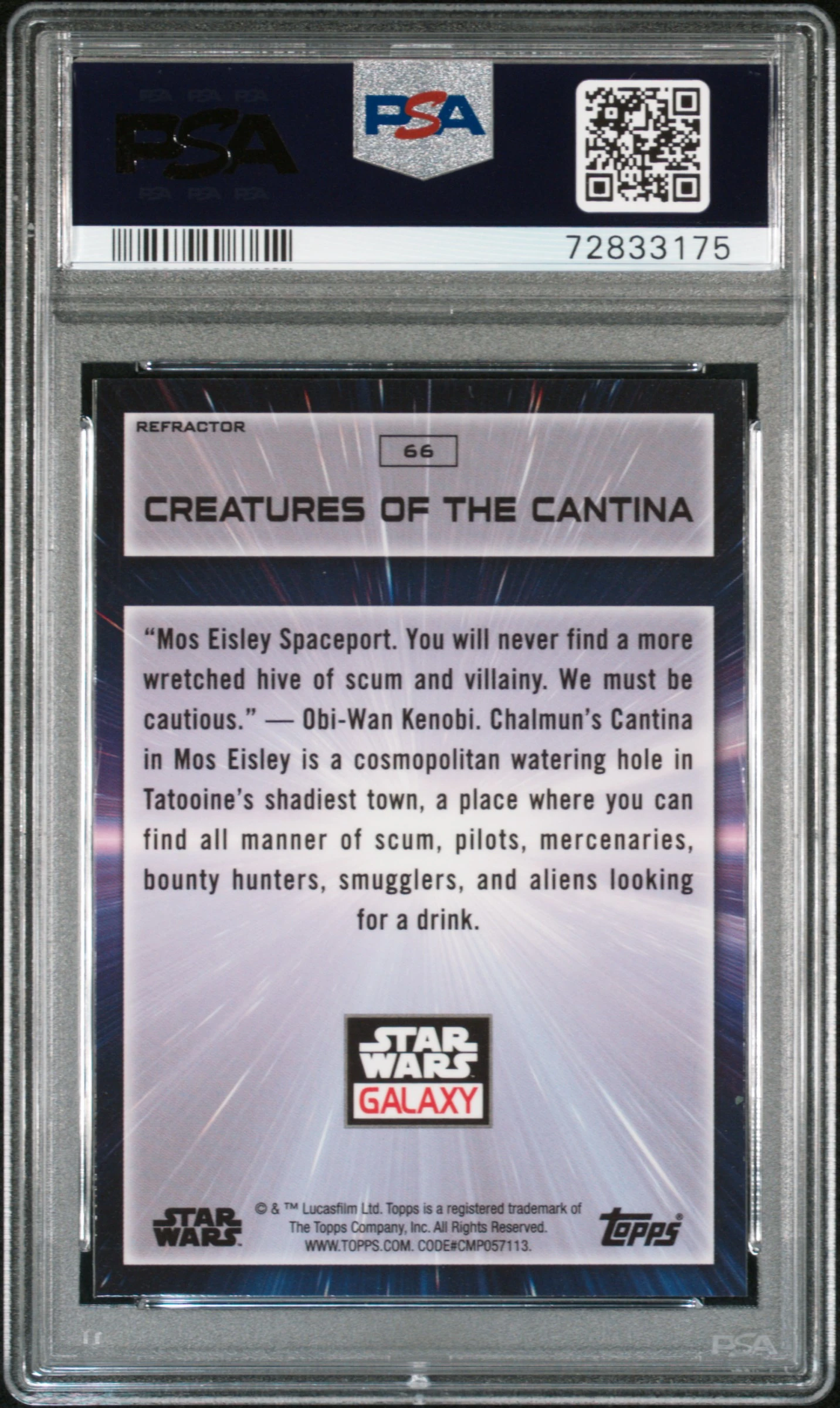 Creatures of the Cantina Refractor #66 - 2022 Topps Chrome Star Wars Galaxy - PSA 9