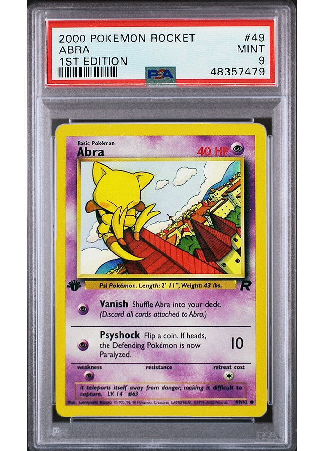 Abra [1st Edition] #49 - Team Rocket - PSA 9