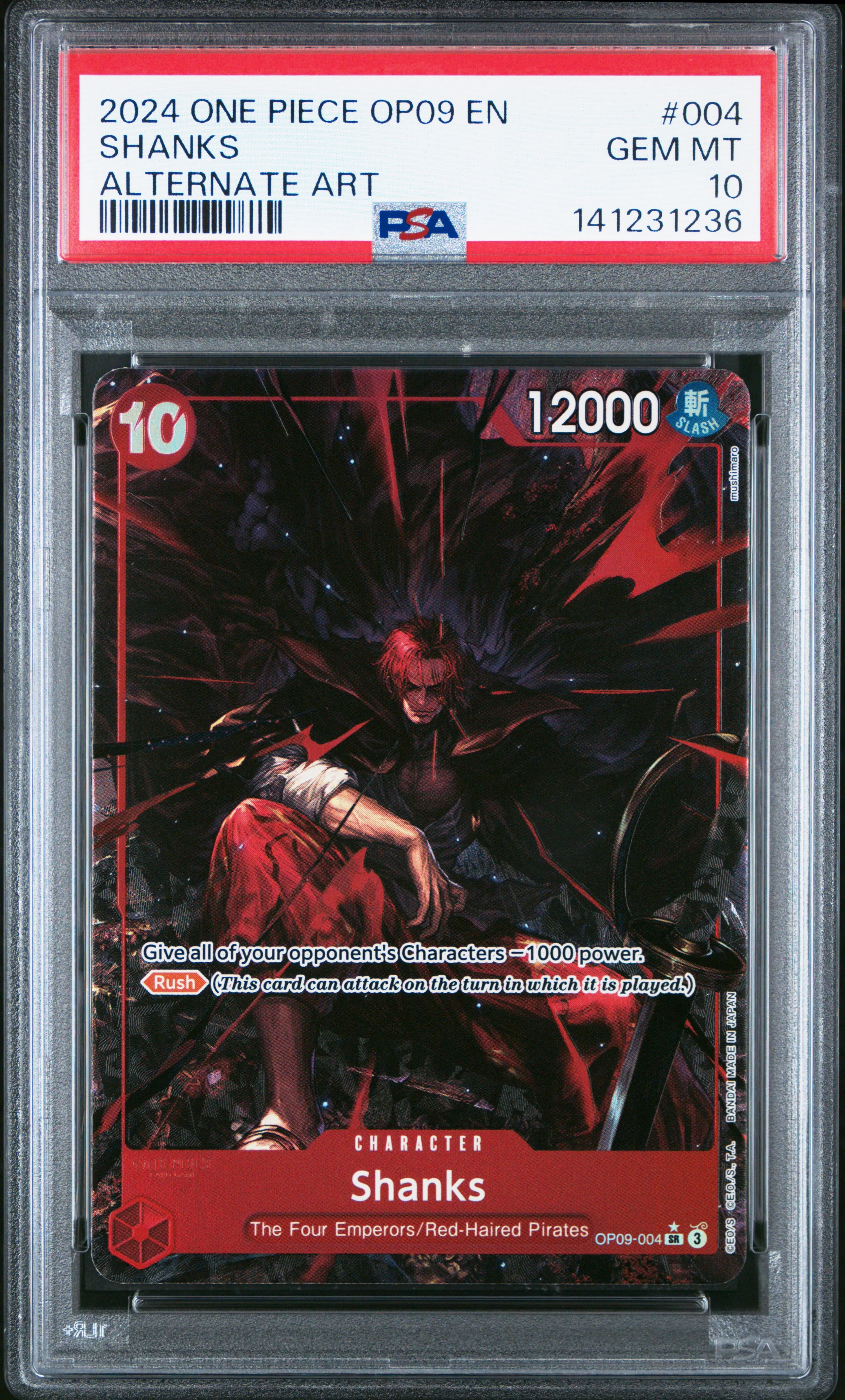 PSA10 SHANKS WANTED ALTERNATE ART シャンクス Shanks [Alternate Art] #OP09-004 - Emperors in the New World - PSA