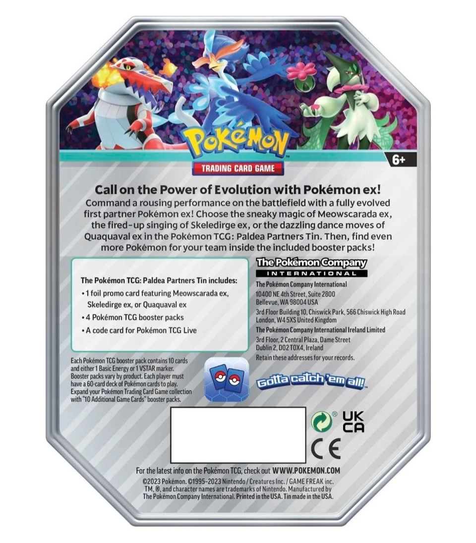 Paldea Partner Tin (Quaquaval Ex)