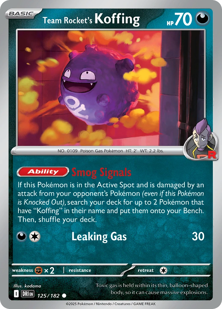 Team Rocket's Koffing 125/182   - Reverse Holo