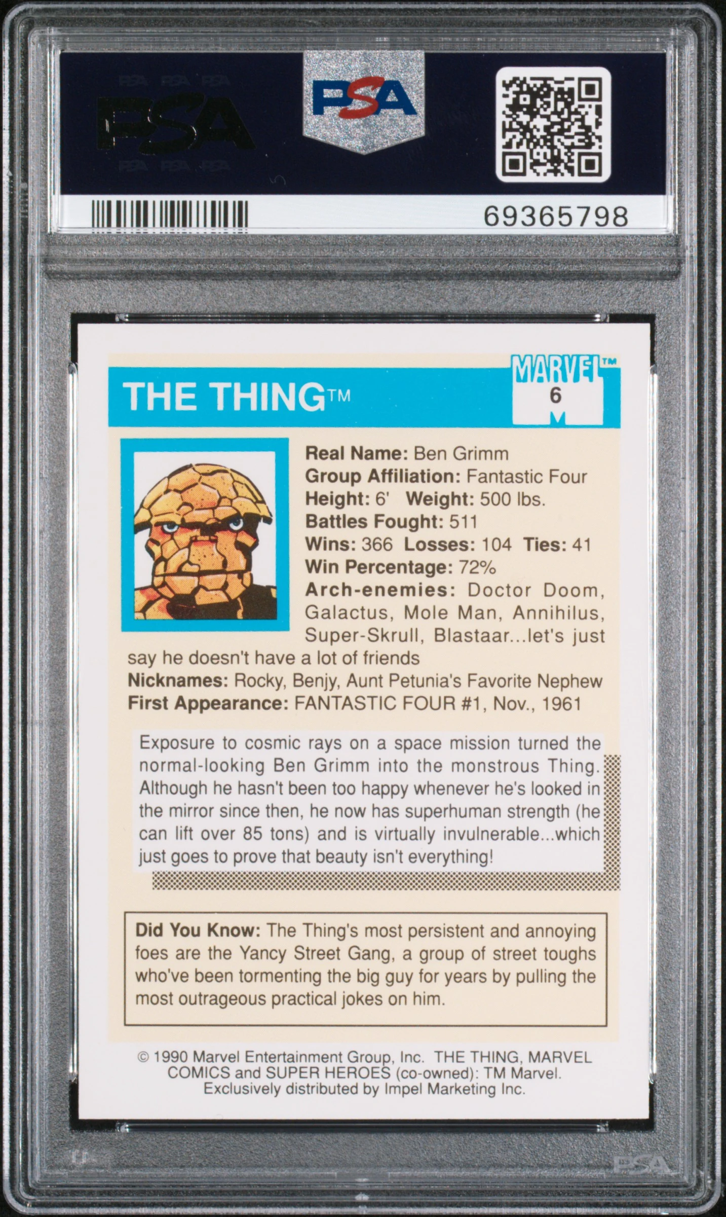 The Thing #6 - Marvel Universe - PSA 9