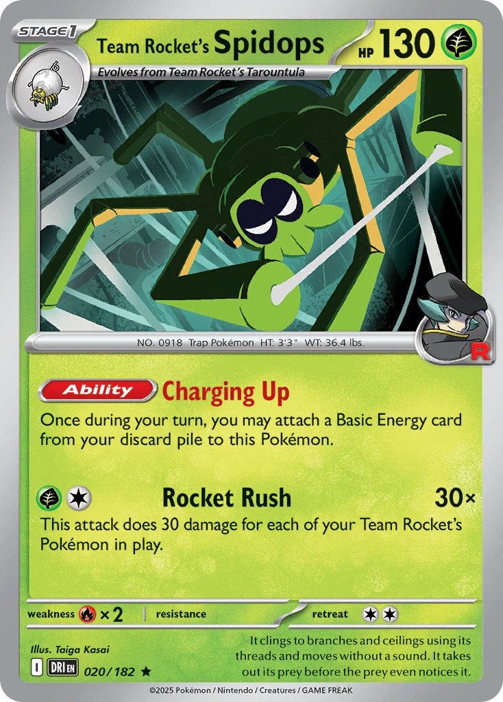 Team Rocket's Spidops 020/182   - Reverse Holo