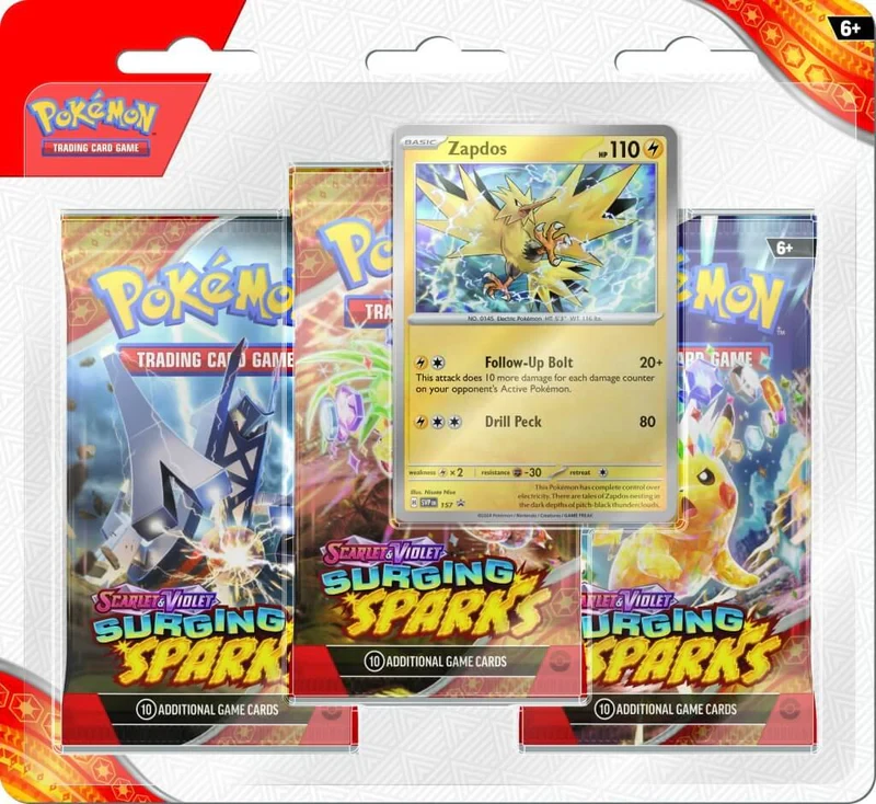 Surging Sparks 3 Pack Booster Blister - Zapdos