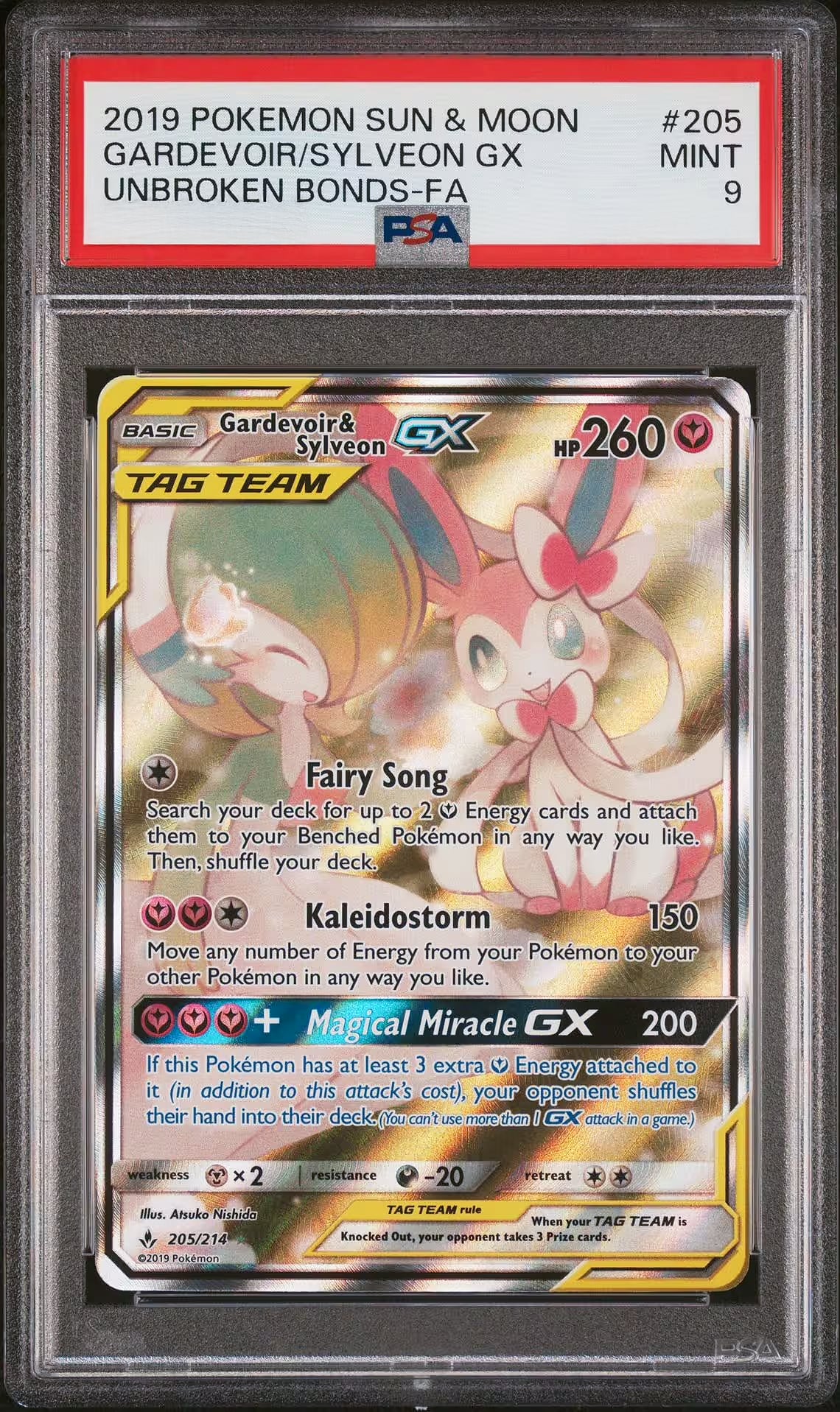 Gardevoir & Sylveon GX #205 - Unbroken Bonds - PSA 9