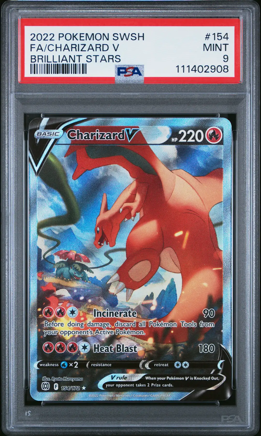 Charizard V #154 - Brilliant Stars - PSA 9 Satın Al - Charizard V