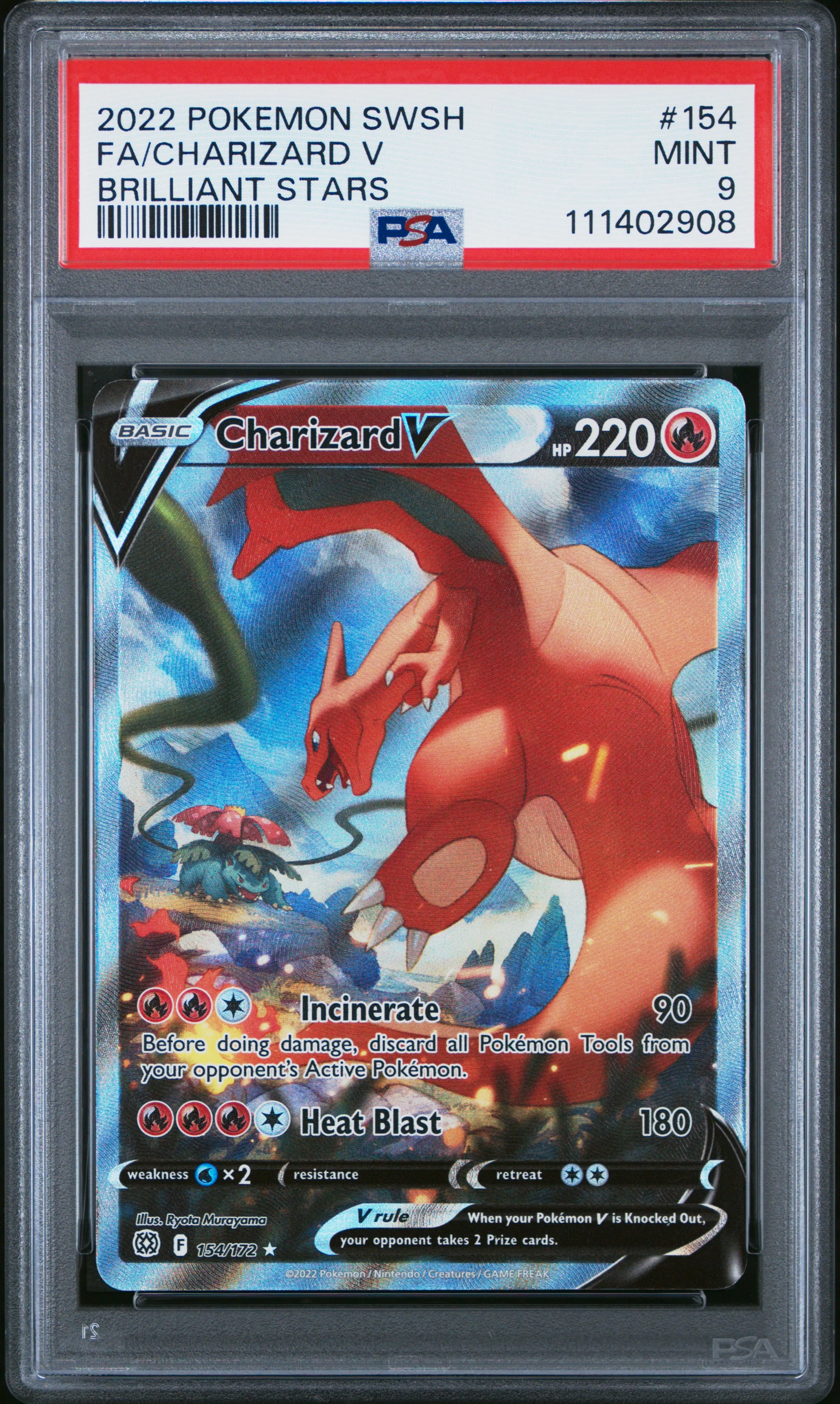 Charizard V #154 - Brilliant Stars - PSA 9 Satın Al - Charizard V