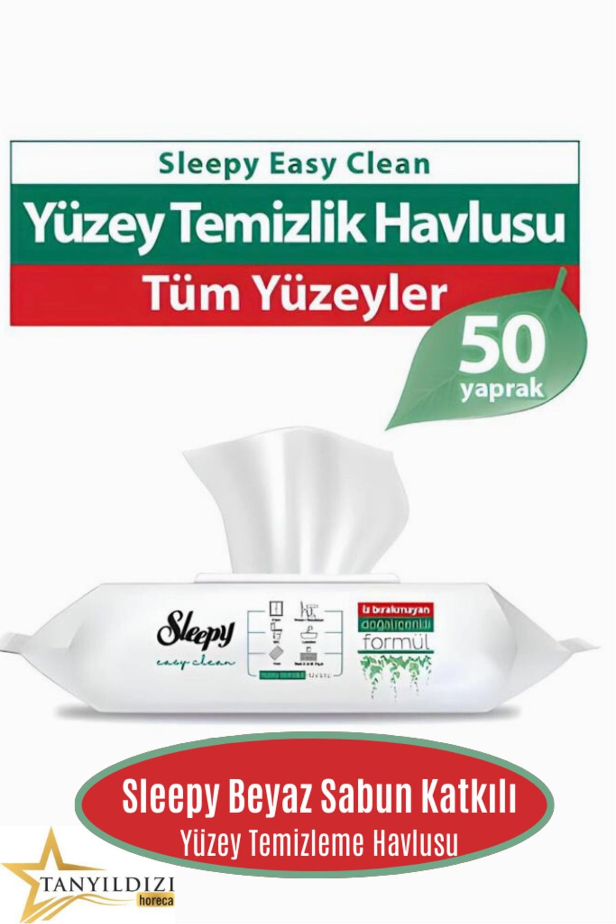 BEYAZ SABUN KATKILI YÜZEY TEMİZLEME HAVLUSU 50 YAPRAK 5 Lİ