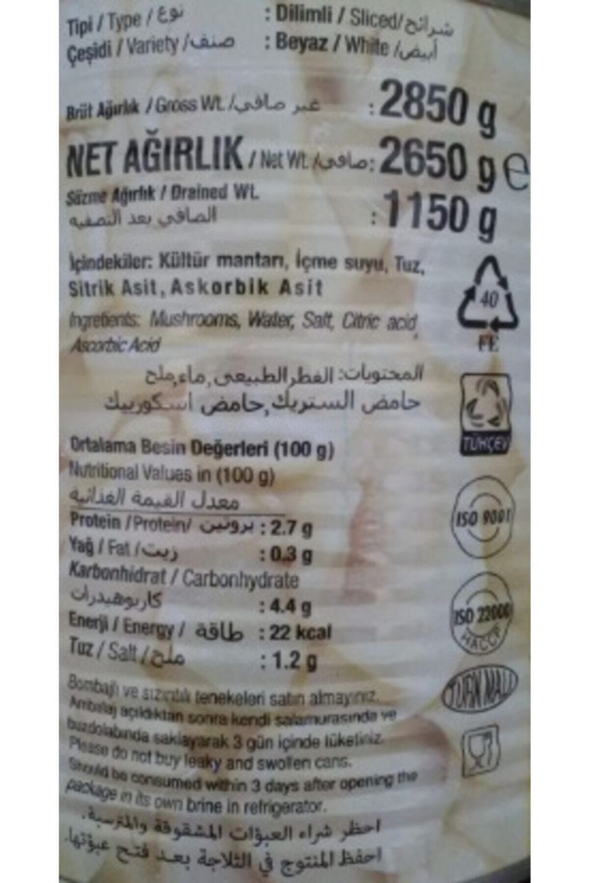 Dilimli Mantar Konserve 2850 G X 6 Adet Koli