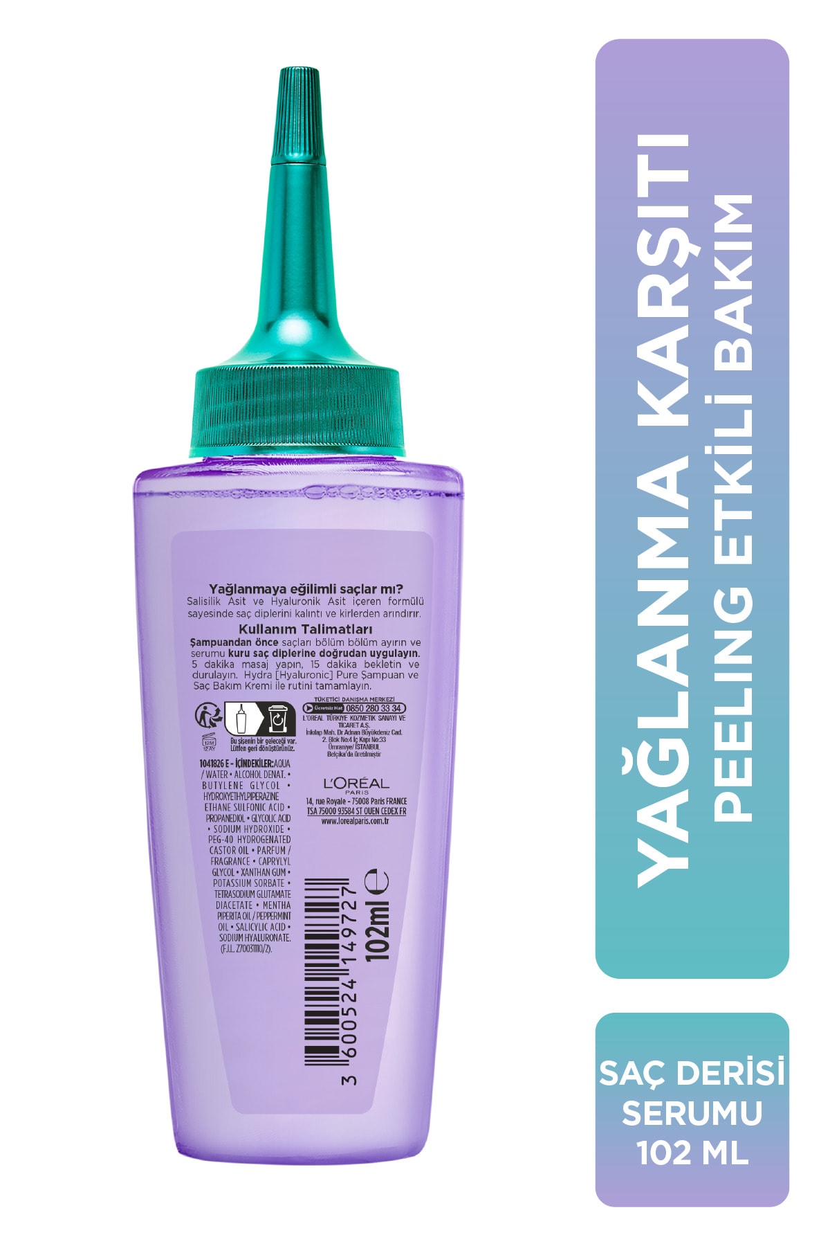 Hydra[Hyaluronic] Pure Salisilik Asit Içeren Yağlanma Karşıtı Peeling Etkili Saç Derisi Serumu 102Ml
