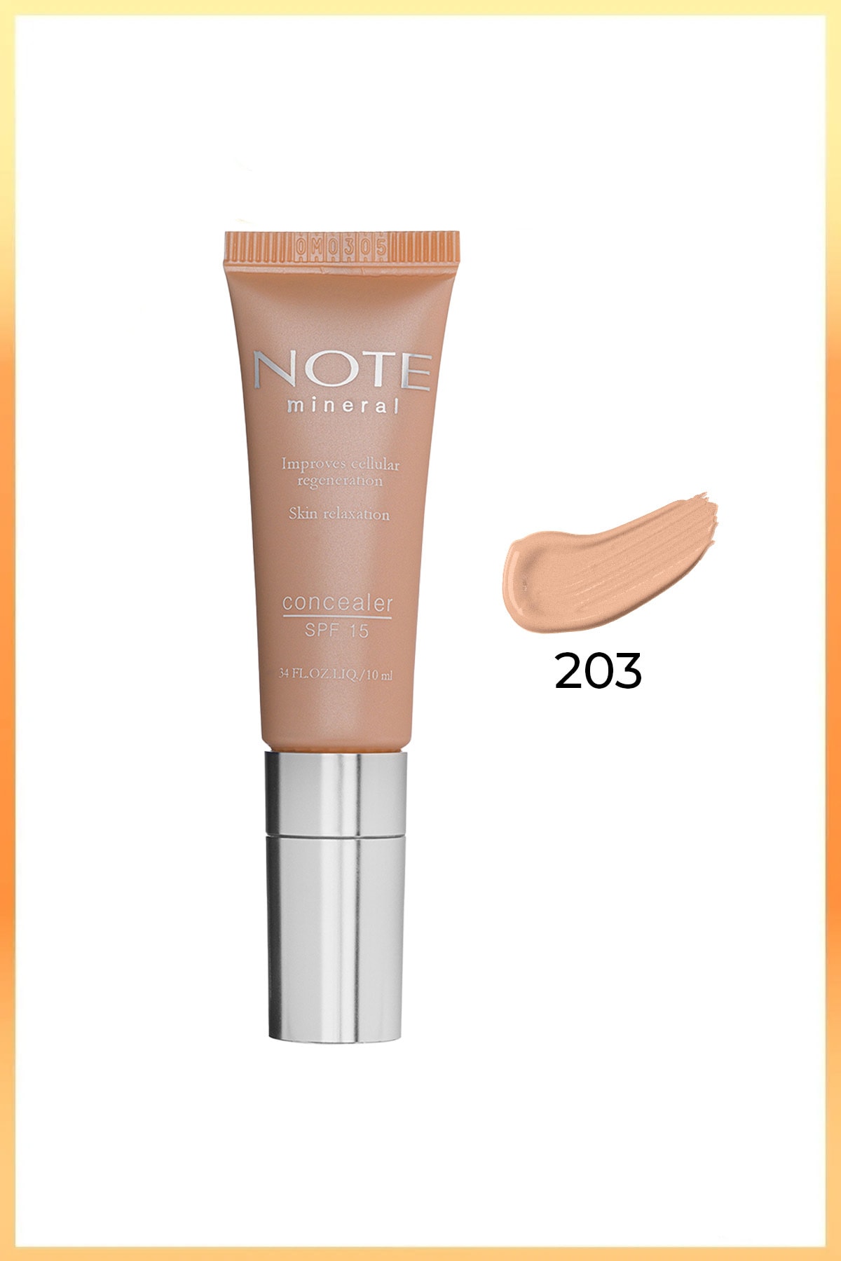 Mineral Concealer Spf 15 Yoğun Kapatıcı Metal Başlıklı Göz Altı Kapatıcısı - 203 Orta Koyu