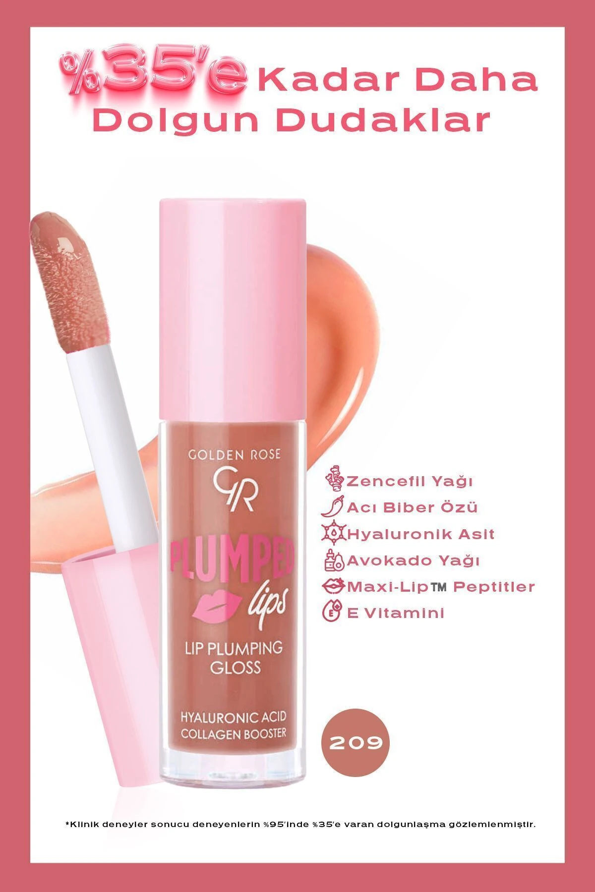 Plumped Lips Plumping Lipgloss 209 Dolgunlaştırıcı & Nemlendirici Dudak Parlatıcısı 4.7 Ml