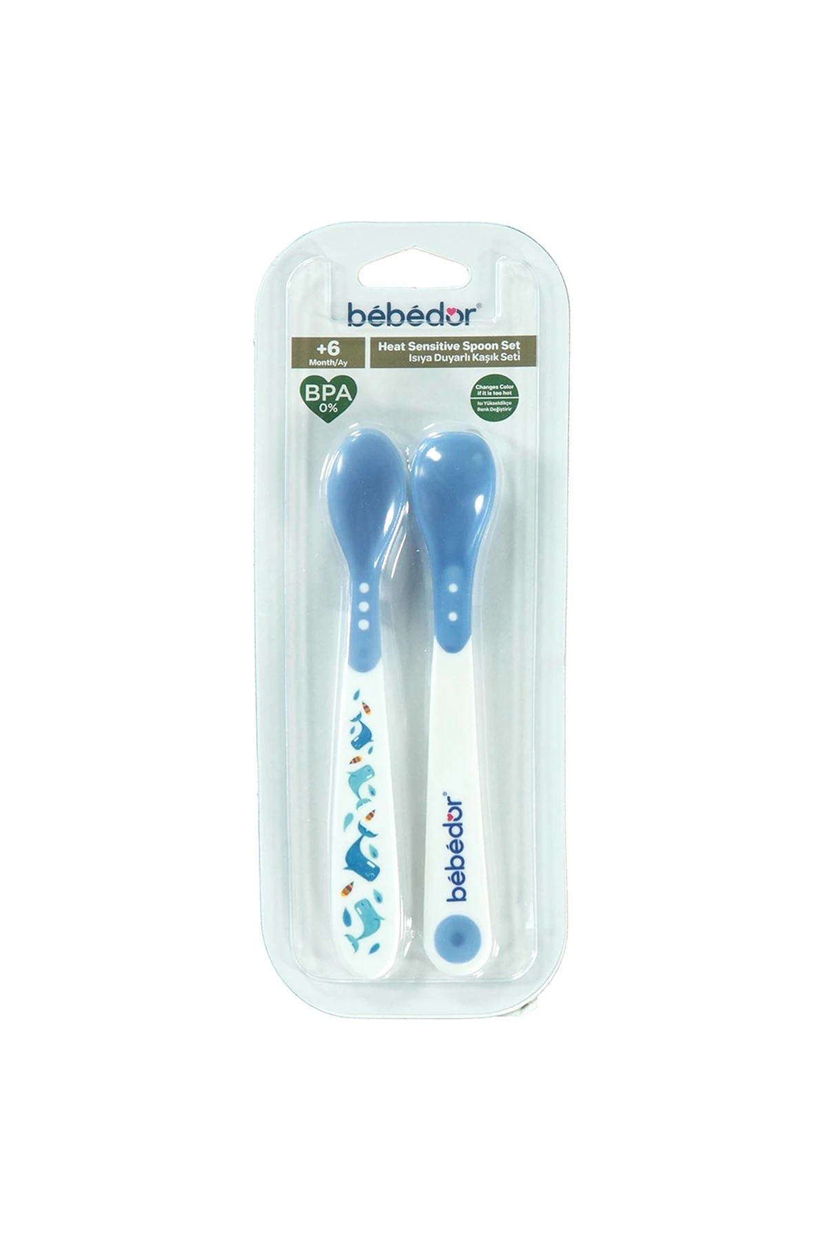 Bebedor Isıya Duyarlı Kaşık 2'Li 4+ Ay - Mavi