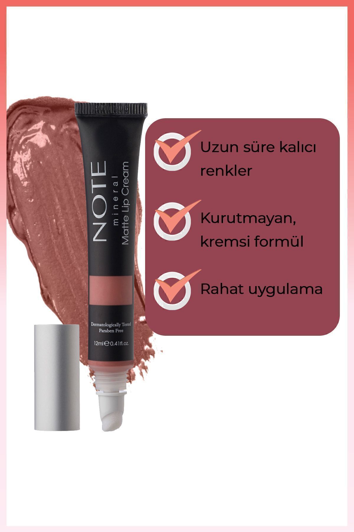 Mineral Matte Lip Cream Yarı Mat Bitişli Likit Ruj 01 Naked Kiss - Nude