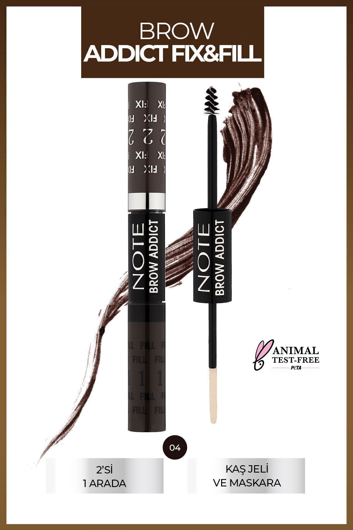 Brow Addict Fix&Fill Kaş Farı Ve Maskarası 2'Si 1 Arada - 04 Grey Brown