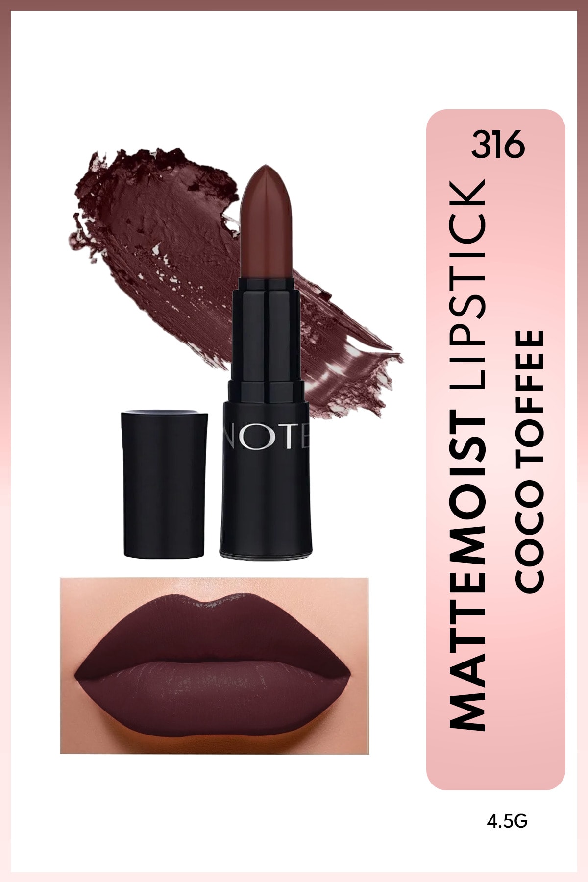 Mattemoist Lipstick Mat Bitişli Ruj 316 Coco Toffee - Kahverengi