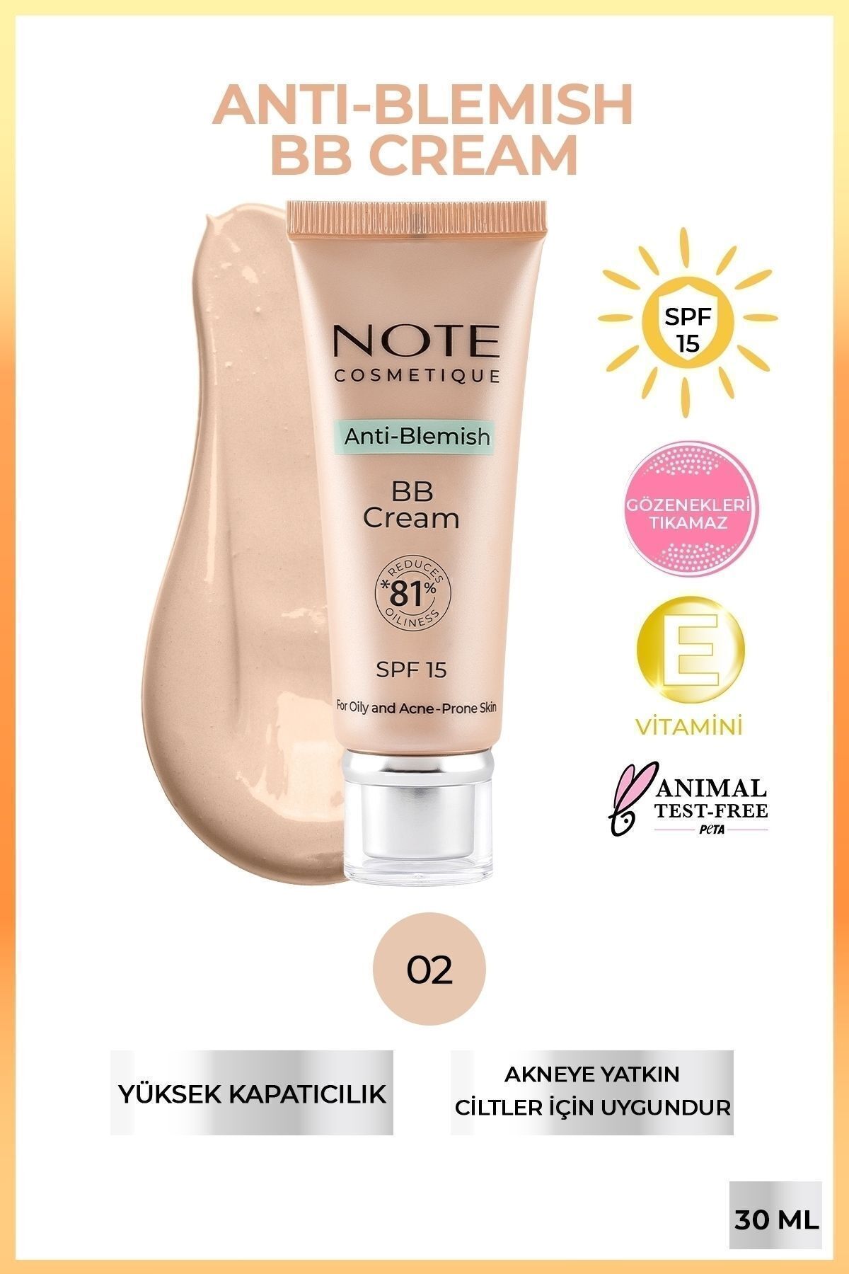 Anti-Blemish Bb Cream Spf 15 Akneye Yatkın Ciltler Bb Krem - 02 Light Beige
