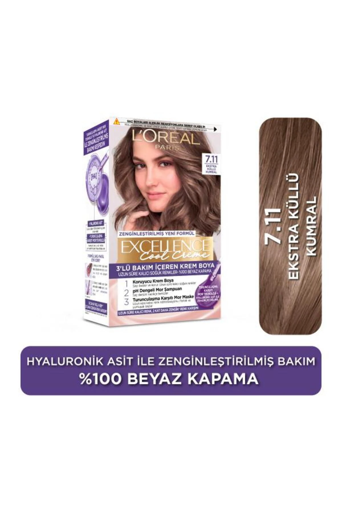 L'Oréal Paris Excellence Cool Creme 7.11 Ekstra Küllü Kumral Saç Boyası