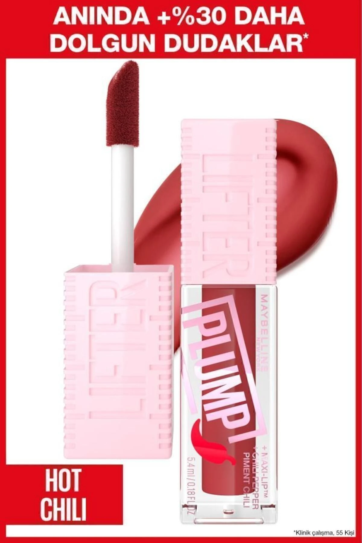 Lifter Plump Kırmızı Tonlu Dolgunlaştırıcı Dudak Parlatıcısı- 006 Hot Chili Lip Gloss