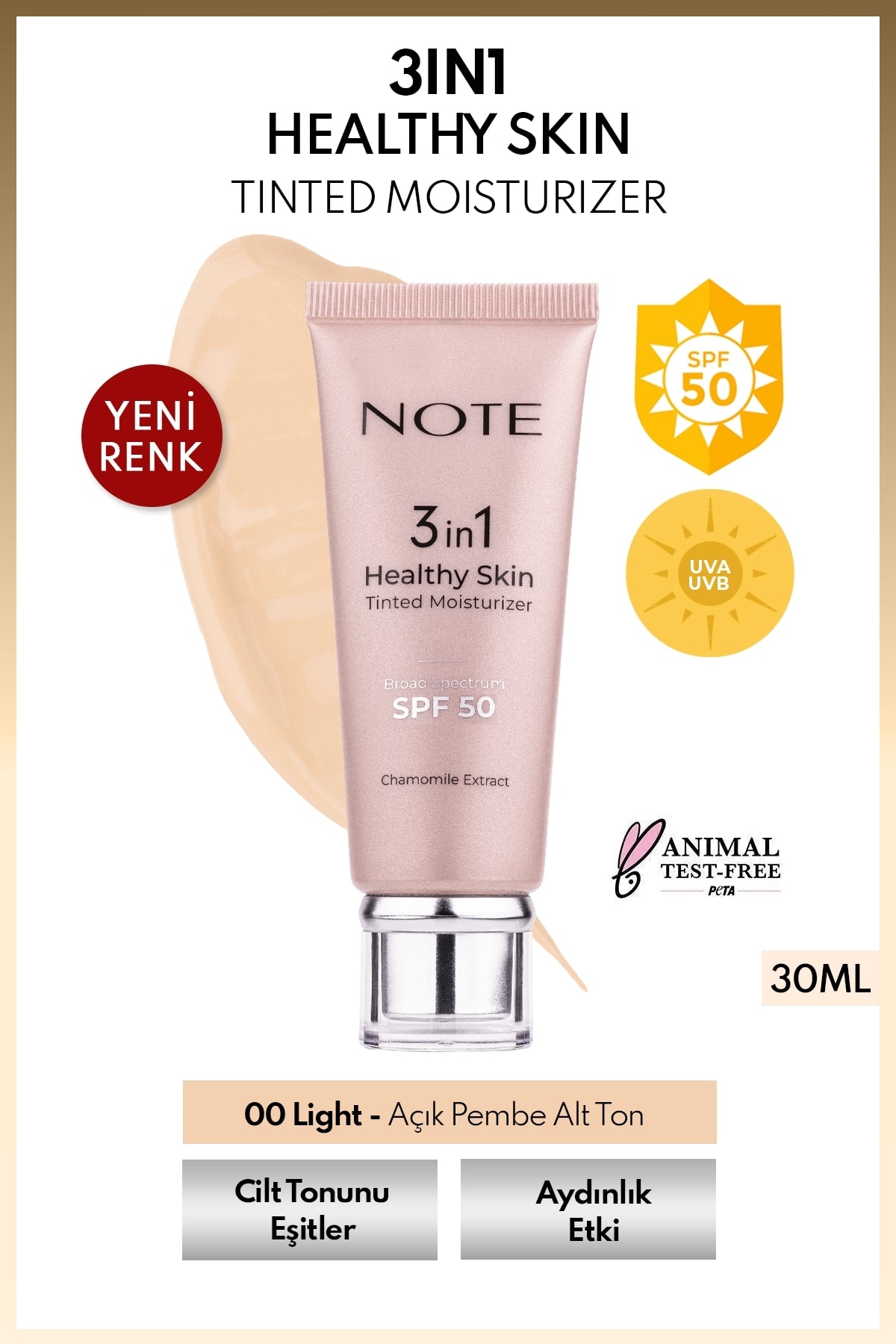 3 İn 1 Healthy Skin Light Tinted Moisturizer Spf 50 Renk Ton Eşitleyici Aydınlatıcı Krem 00 Açık Ton